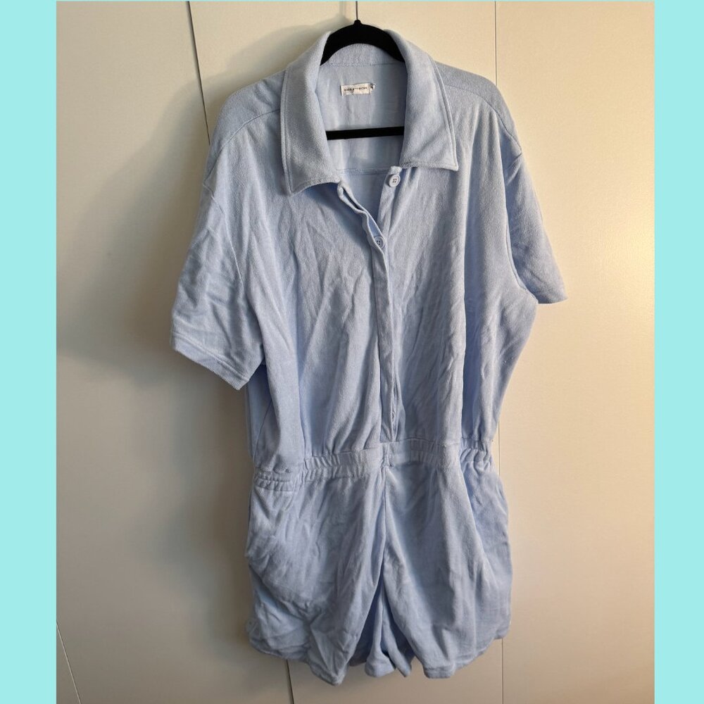 Good American Terry Cloth Romper  - Blue